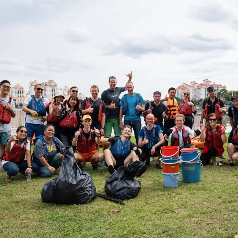 Clean-up volunteers with the day’s haul